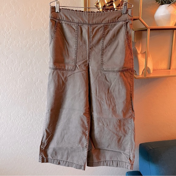 Nicole Miller Pull on Casual Brown Wide-Leg Cropped Pants neutral womens 12 - Picture 1 of 7